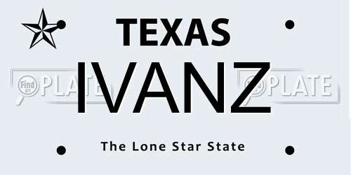 IVANZ Texas License Plate