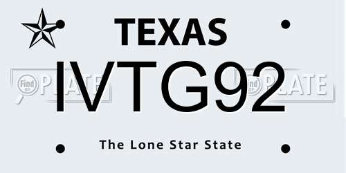 IVTG92 Texas License Plate