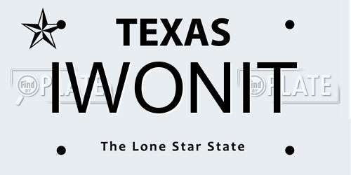 IWONIT Texas License Plate