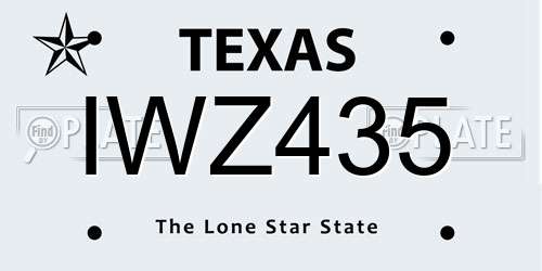 IWZ435 Texas License Plate
