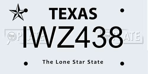 IWZ438 Texas License Plate