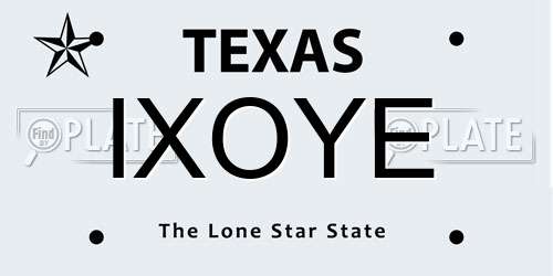 IXOYE Texas License Plate
