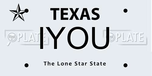 IYOU Texas License Plate