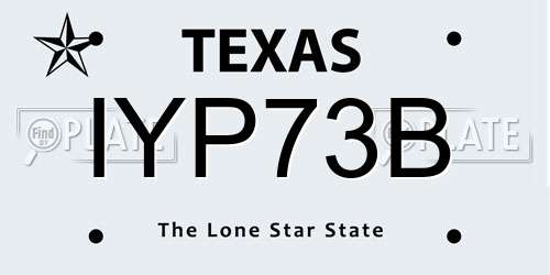IYP73B Texas License Plate