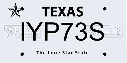 IYP73S Texas License Plate