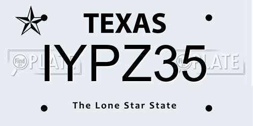 IYPZ35 Texas License Plate