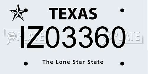 IZ03360 Texas License Plate