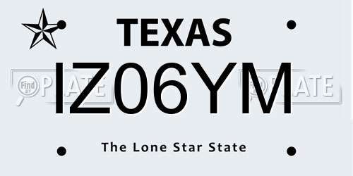IZ06YM Texas License Plate