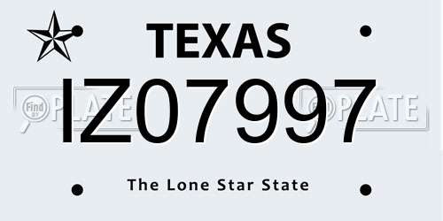 IZ07997 Texas License Plate