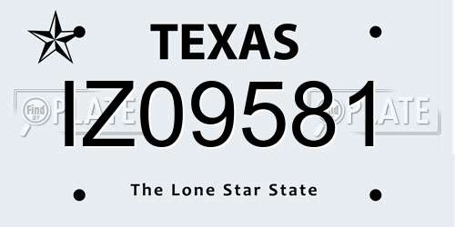 IZ09581 Texas License Plate