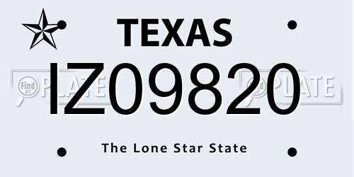 IZ09820 Texas License Plate