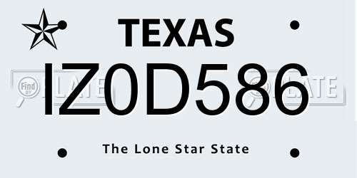 IZ0D586 Texas License Plate