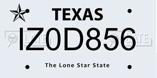 IZ0D856 Texas License Plate