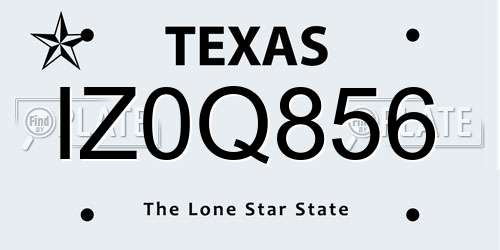 IZ0Q856 Texas License Plate