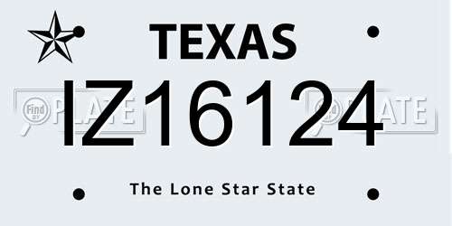 IZ16124 Texas License Plate