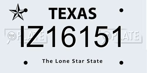IZ16151 Texas License Plate
