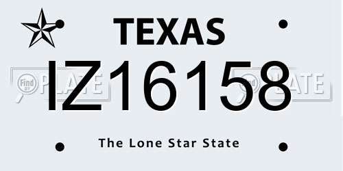 IZ16158 Texas License Plate