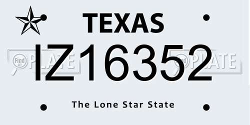 IZ16352 Texas License Plate