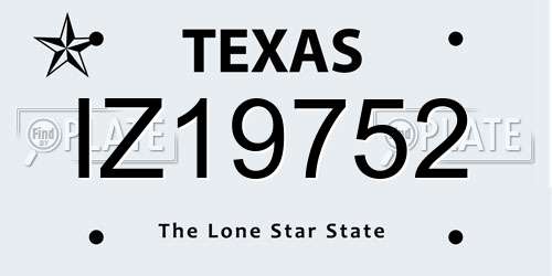 IZ19752 Texas License Plate