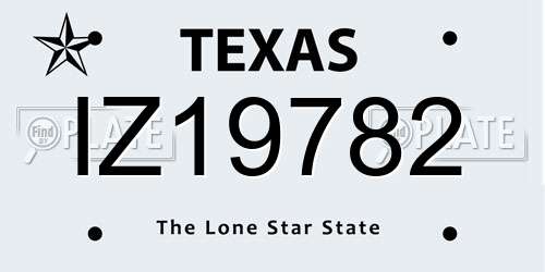 IZ19782 Texas License Plate
