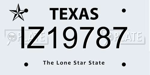 IZ19787 Texas License Plate