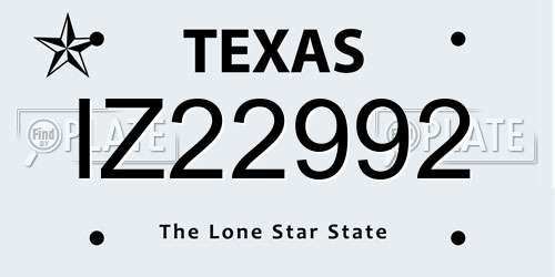 IZ22992 Texas License Plate