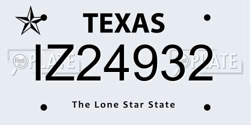 IZ24932 Texas License Plate