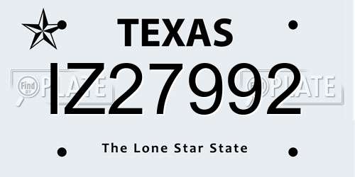 IZ27992 Texas License Plate