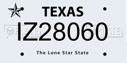 IZ28060 Texas License Plate
