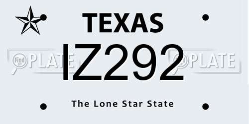 IZ292 Texas License Plate