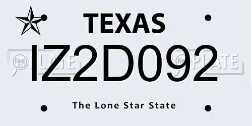 IZ2D092 Texas License Plate
