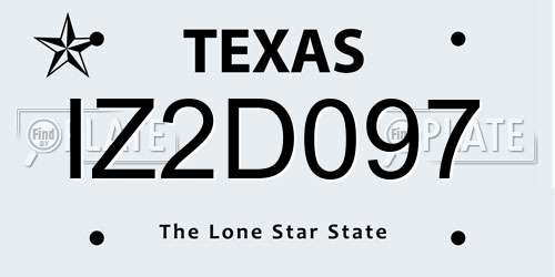 IZ2D097 Texas License Plate