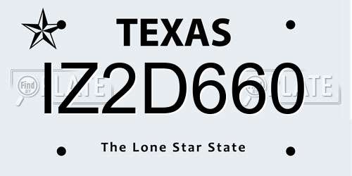 IZ2D660 Texas License Plate
