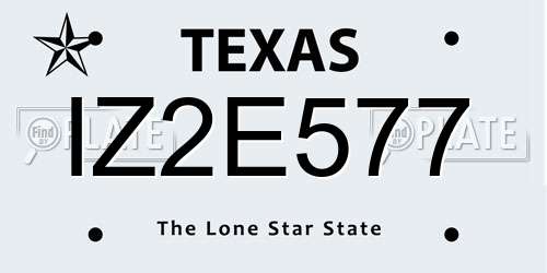 IZ2E577 Texas License Plate