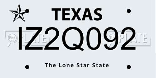 IZ2Q092 Texas License Plate