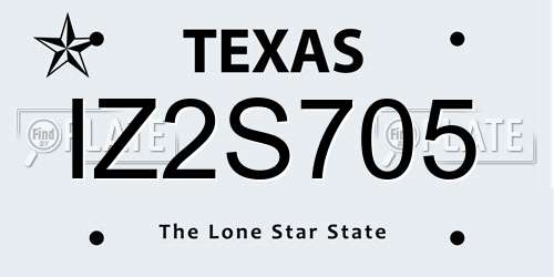 IZ2S705 Texas License Plate
