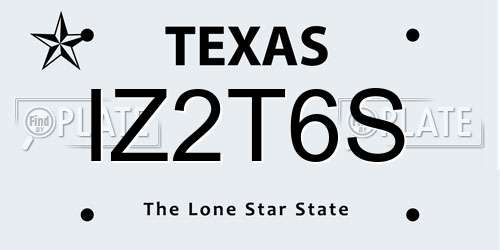 IZ2T6S Texas License Plate