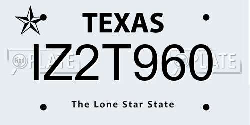 IZ2T960 Texas License Plate
