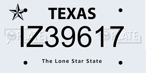 IZ39617 Texas License Plate