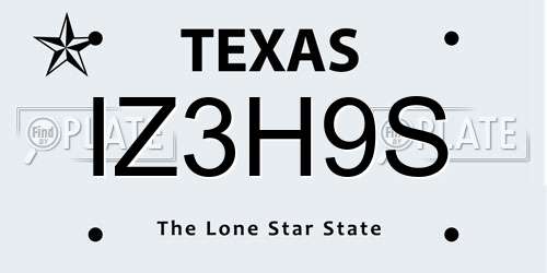 IZ3H9S Texas License Plate