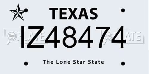IZ48474 Texas License Plate