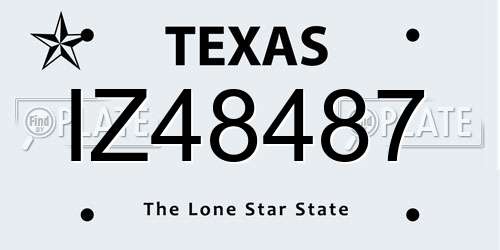 IZ48487 Texas License Plate