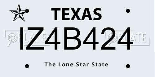 IZ4B424 Texas License Plate