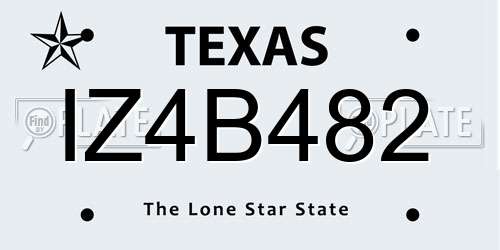 IZ4B482 Texas License Plate