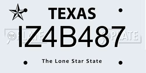 IZ4B487 Texas License Plate