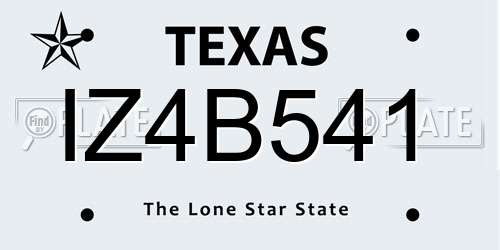 IZ4B541 Texas License Plate