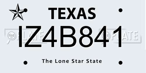 IZ4B841 Texas License Plate