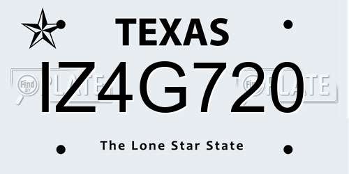 IZ4G720 Texas License Plate