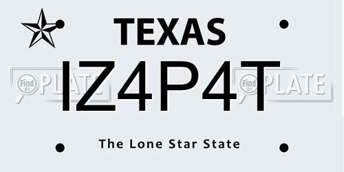 IZ4P4T Texas License Plate