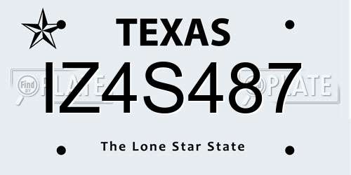 IZ4S487 Texas License Plate